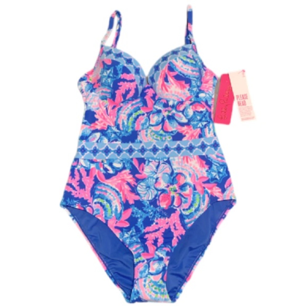 Lilly Pulitzer Palma One Piece in Blue Tang Sitting Seaside - Picture 2 of 12